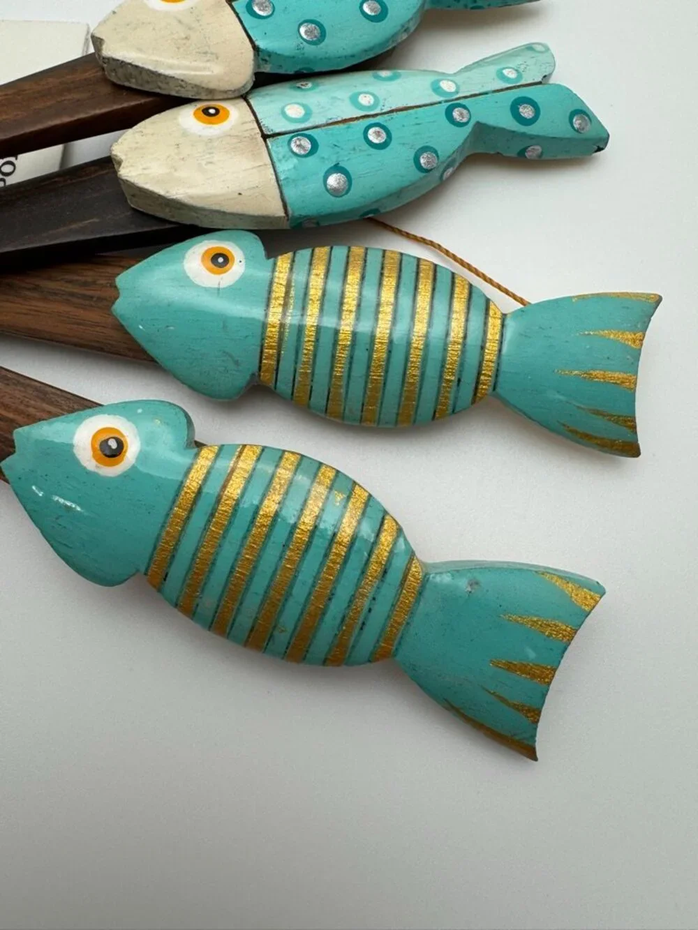 Jenny Polanco Handmade Wood Fish Espresso Spoons Set 4 Dominican NWT